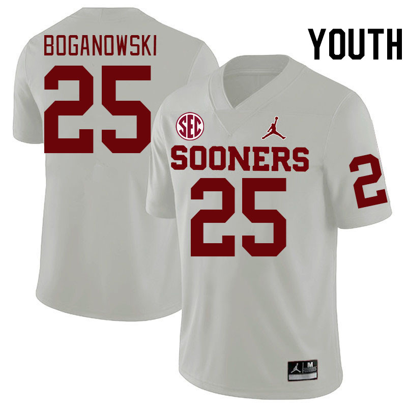 Youth #25 Michael Boganowski Oklahoma Sooners 2024 SEC Conference College Football Jerseys-White